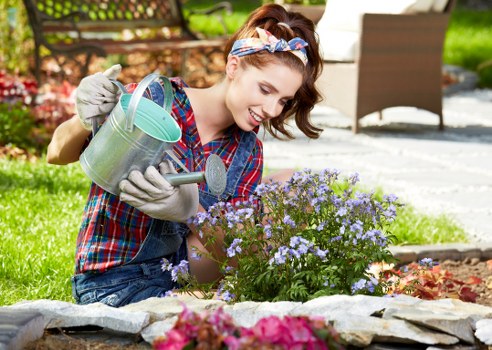 Gardener in Leyton starting a garden tidy-up at a terrace house